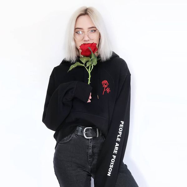 new letter printed hoodiespeople rose sleeve print hoodie womens sweatshirt black tumblr inspired aesthetic pale pastel grunge sale